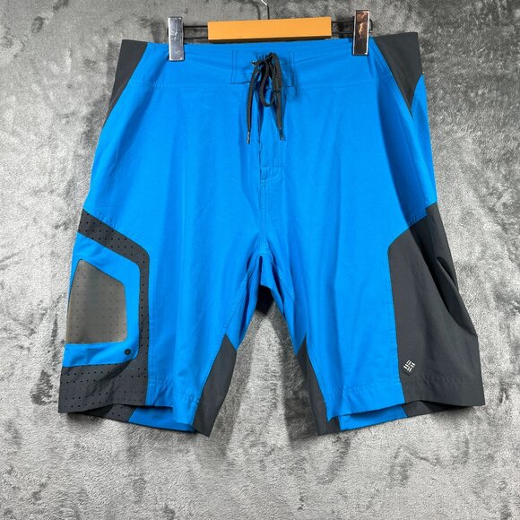 Columbia Shorts Mens 34W Blue Black Omni-Shield Advanced Repellency Colorblock - Picture 1 of 12
